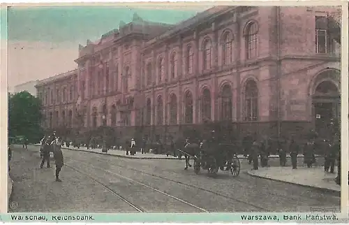 AK Warschau. Reichsbank. ca. 1915, Postkarte. Ca. 1915, gebraucht, gut