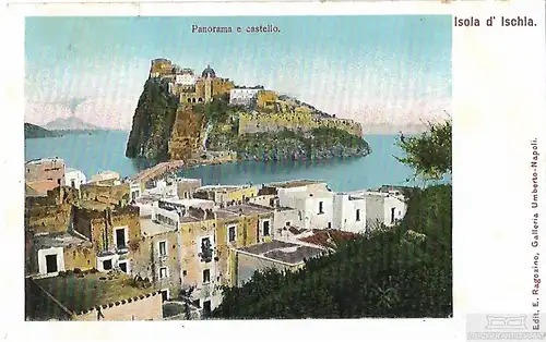 AK Panorama e castello. Isola d Ischia. ca. 1913, Postkarte. Serien Nr, ca. 1913