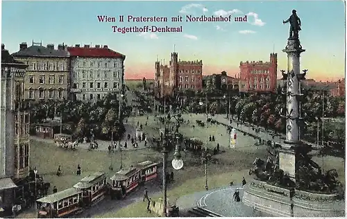 AK Wien II. Praterstern mit Nordbahnhof und Tegetthoff-Denkmal. ca... Postkarte