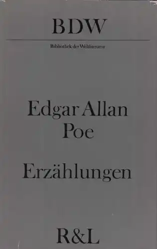 Buch: Erzählungen, Poe, Edgar Allan. Bibliothek der Weltliteratur, 1981