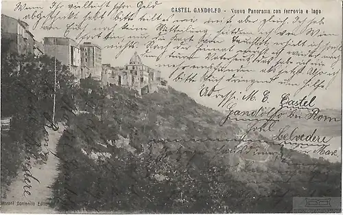 AK Castel Gandolfo. Nuovo Panorama con terrovia e largo. ca. 1907, Postkarte