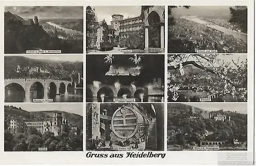 AK Gruss aus Heidelberg. Brücke und Schloß. Schloß und Stadt. ca... Postkarte