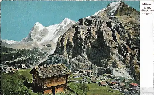 AK Mürren. Eiger. Mönch und Jungfrau. ca. 1902, Postkarte. Ca. 1902