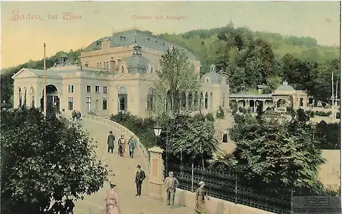 AK Baden bei Wien. Curhaus mit Anlagen. ca. 1913, Postkarte. Serien Nr, ca. 1913