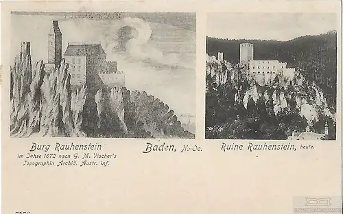 AK Burg Rauhenstein. Ruine Rauhenstein. Baden, N-Oe.. ca. 1913, Postkarte