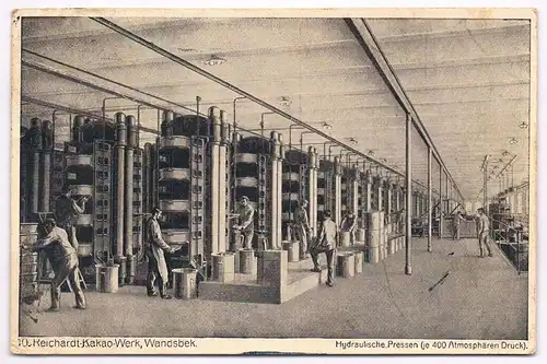 AK Reichardt Kakao-Werk Wandsbek, Hydraulische Pressen, Postkarte, ca. 1914