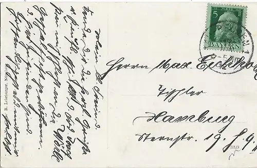 AK Kaufbeuren mit Gebirgspanorama. ca. 1912, Postkarte. Serien Nr, ca. 1912