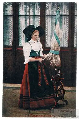 AK Elsässische Tracht, Postkarte. 1918, gebraucht, gut