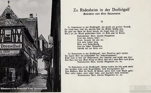 AK Zu Rüdesheim a. Rh. Drosselhof in der Drosselgasse. ca. 1909, Postkarte