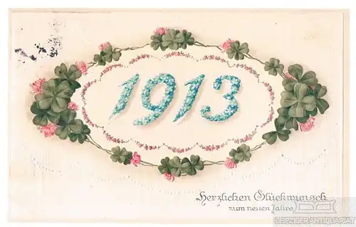 AK Herzlichen Glückwunsch zum neuen Jahre 1913, Postkarte. Ca. 1912