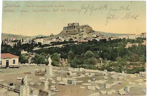 AK Athenes. Vue de l Acropole prise de Stade. ca. 1907, Postkarte. Serien Nr