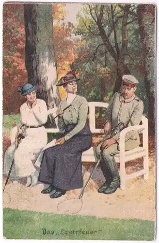 AK Das Sperrfeuer. Postkarte, Verlag Gerhard Stalling, ca. 1917, gebraucht, gut