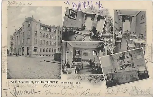 AK Cafe Arnold. Schkeuditz. ca. 1920, Postkarte. Ca. 1920, gebraucht, gut
