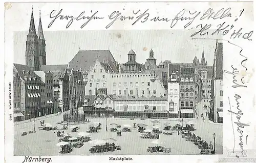 AK Nürnberg. Marktplatz. ca. 1906, Postkarte. Serien Nr, ca. 1906