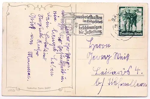 AK Herzlichen Glückwunsch zum Namenstage. Postkarte, ca. 1938, gebraucht, gut