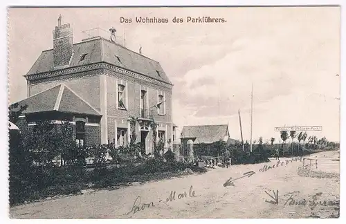 AK Das Wohnhaus des Parkführers. Postkarte, ca. 1915, gebraucht, gut, Feldpost