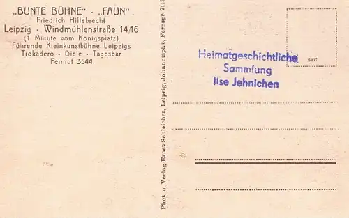 AK Leipzig. Kabarett, Postkarte, Verlag Ernst Schleicher, gebraucht, gut