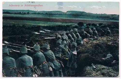 AK Infanterie in Schützengräben. Postkarte, ca. 1915, gebraucht, gut, Feldpost