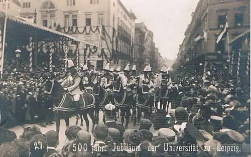AK 500 jähr. Jubiläum der Universität zu Leipzig (Umzug). ca 1909, Postkarte