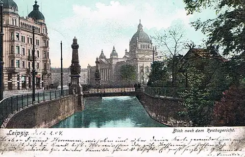 AK Leipzig. Blick nach dem Reichsgericht. ca. 1904, Postkarte. 1904