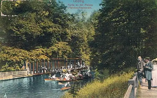 Buch: AK Leipzig. Partie an der Pleiße. Pfahlbau-Restaurant. ca. 1913, Postkarte