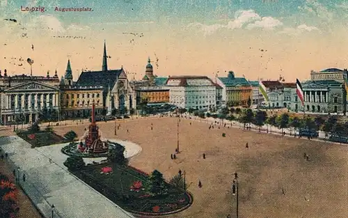 AK Leipzig. Augustusplatz. ca. 1921, Postkarte. 1921, gebraucht, gut