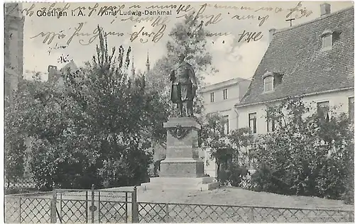 AK Coethen i. A. Fürst Ludwig-Denkmal. ca. 1914, Postkarte. Serien Nr, ca. 1914