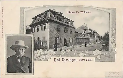 AK Bad Kissingen. Obere Saline. Bismarcks Wohnung. ca. 1912, Postkarte. Ca. 1912