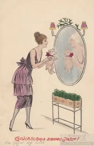 AK Glückliches neues Jahr!, Postkarte. Neujahrskarte, 1921, gebraucht, gut