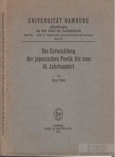 Buch: Die Entwicklung der japanischen Poetik bis zum 16. Jahrhundert, Benl. 1951