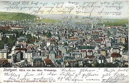 AK Stuttgart. Blick von der alten Weinsteige. ca. 1905, Postkarte. Serien-Nr