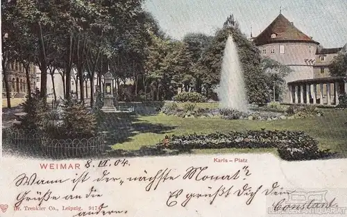 AK Weimar. Karls-Platz. ca. 1904, Postkarte. Serien Nr, ca. 1904, gebraucht, gut