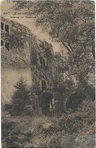 AK Bad Liebenstein. Eingang zur Burgruine. ca. 1920, Postkarte. Serien-Nr