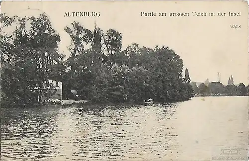 AK Altenburg. Partie am grossen Teich m. der Insel. ca. 1912, Postkarte