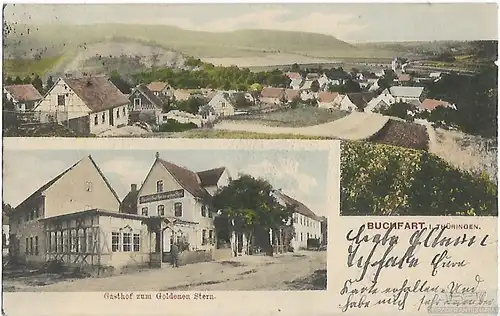 AK Buchfart. Thüringen. Gasthof zum Goldenen Stern. ca. 1913, Postkarte