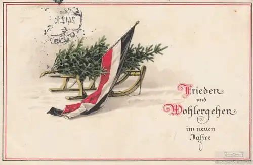 AK Frieden und Wohlergehen im neuen Jahr, Postkarte. Neujahrskarte, 1915