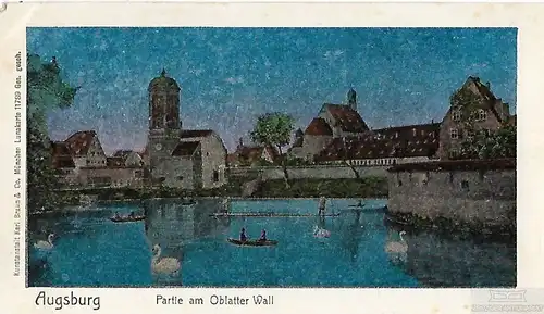 AK Augsburg. Partie am Oblatter Wall. ca. 1912, Postkarte. Serien Nr