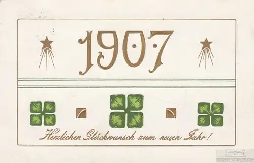 AK 1907 Herzlichen Glückwunsch zum neuen Jahr!, Postkarte. Neujahrskarte, 1906