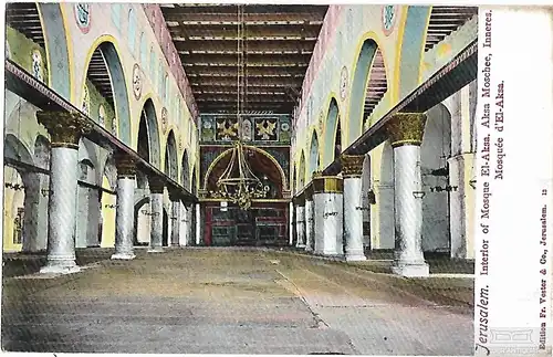 AK Jerusalem. Aksa Moschee, Inneres. ca. 1913, Postkarte. Serien Nr, ca. 1913