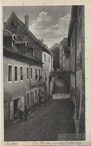AK Bautzen. Die Fleischergasse und Gickelsberg. ca. 1918, Postkarte. 1918