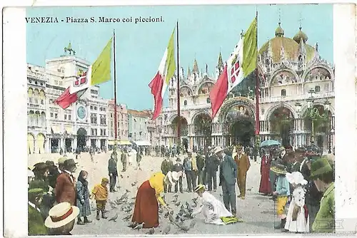 AK Venezia. Piazza S. Marco coi piccioni. ca. 1908, Postkarte. Ca. 1908