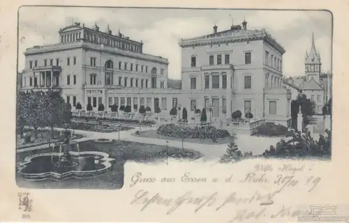 AK Gruss aus Essen a. d. Ruhr. Villa Hügel. ca. 1899, Postkarte. Serien Nr