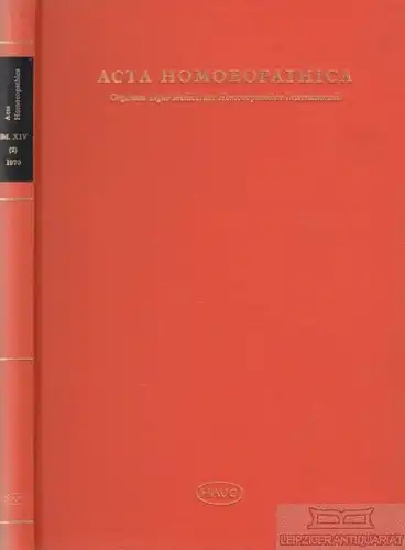 Buch: Acta Homoeopathica. Organum Medicorum Homoeopathicae... Zinke, Joac 267974