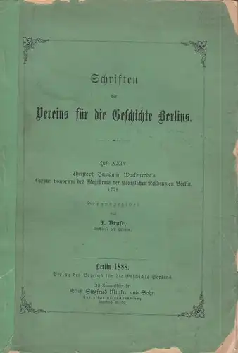 Buch: Christoph Benjamin Wackenrode´s Corpus Bonarum des... Wackenrode. 1888
