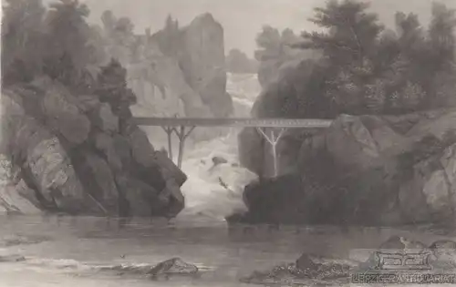 Norwich Bridge (Connecticut). aus Meyers Universum, Stahlstich. Kunstgrafik