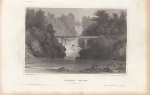 Norwich Bridge (Connecticut). aus Meyers Universum, Stahlstich. Kunstgrafik