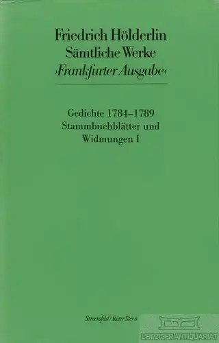Buch: Sämtliche Werke Frankfurter Ausgabe 1, Friedrich, Hölderlin. 1995