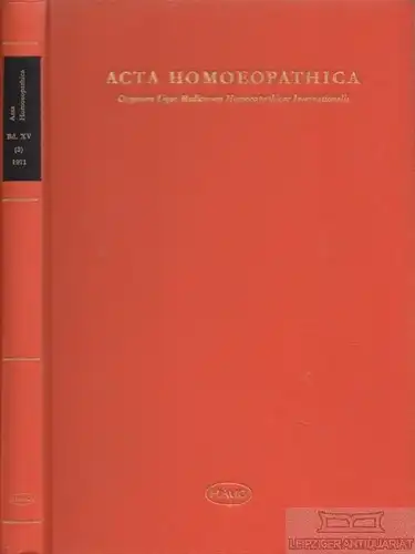 Buch: Acta Homoeopathica. Organum Medicorum Homoeopathicae... Zinke, Joachim