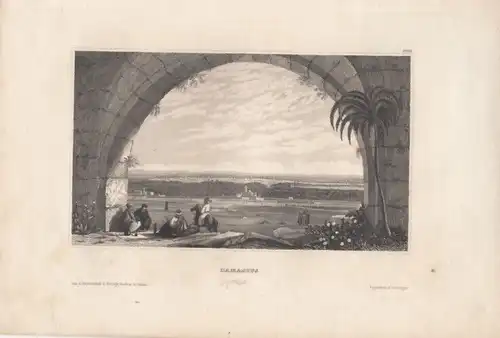 Damascus. aus Meyers Universum, Stahlstich. Kunstgrafik, 1850, gebraucht, gut