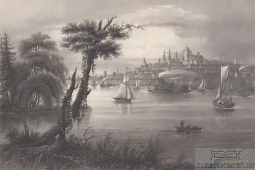 Albany on the Hudson. aus Meyers Universum, Stahlstich. Kunstgrafik, ca. 1850
